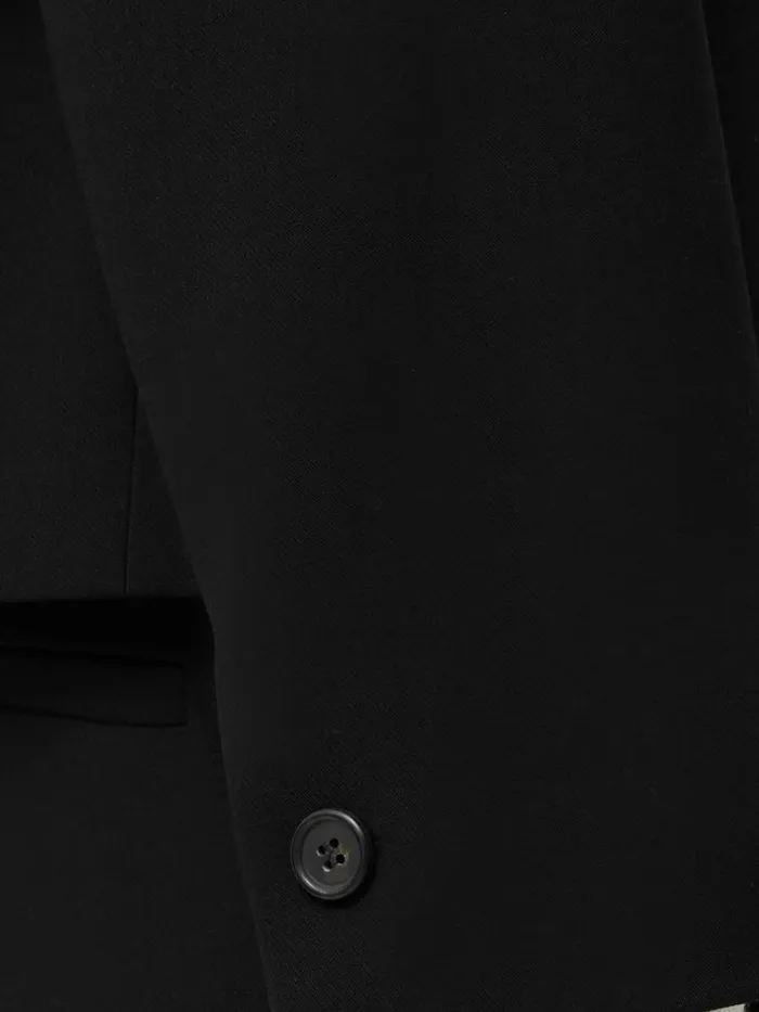 Italian Modern Crepe Short Jacket Black Women Jigsaw Coats and Jackets