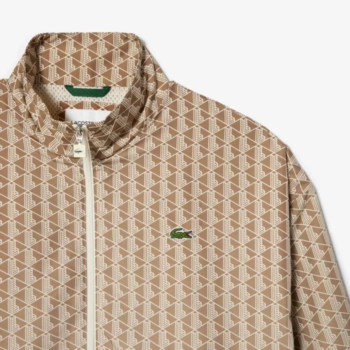 Jackets and Coats Men Lacoste Men039s Monogram Print Ombr Track Jacket Brown Beige White Kwi