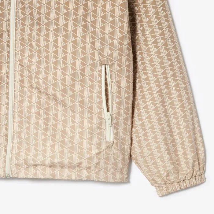 Jackets and Coats Men Lacoste Men039s Monogram Print Ombr Track Jacket Brown Beige White Kwi