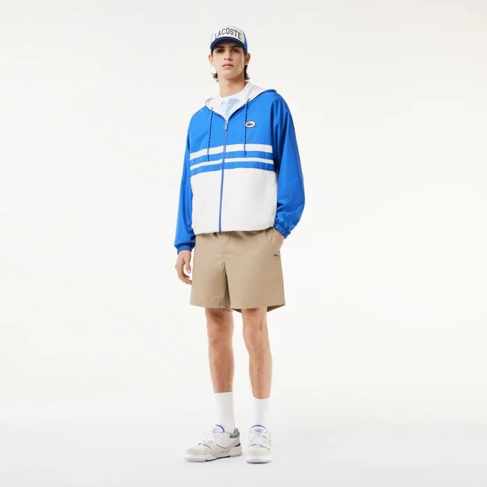 Jackets and Coats Men Lacoste Men039s Waterproof ZipUp Track Jacket Blue White Itv