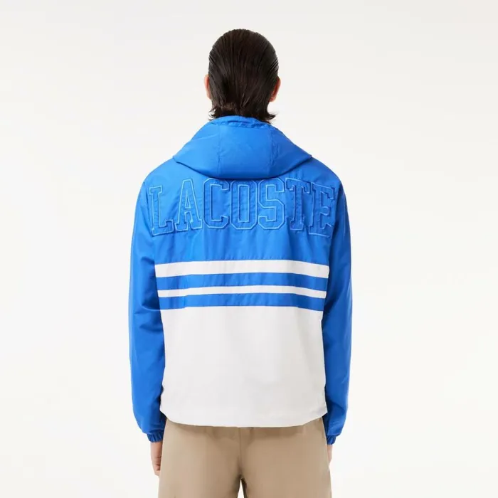 Jackets and Coats Men Lacoste Men039s Waterproof ZipUp Track Jacket Blue White Itv