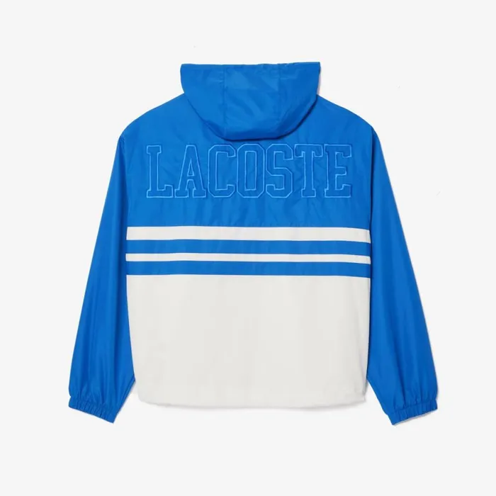 Jackets and Coats Men Lacoste Men039s Waterproof ZipUp Track Jacket Blue White Itv