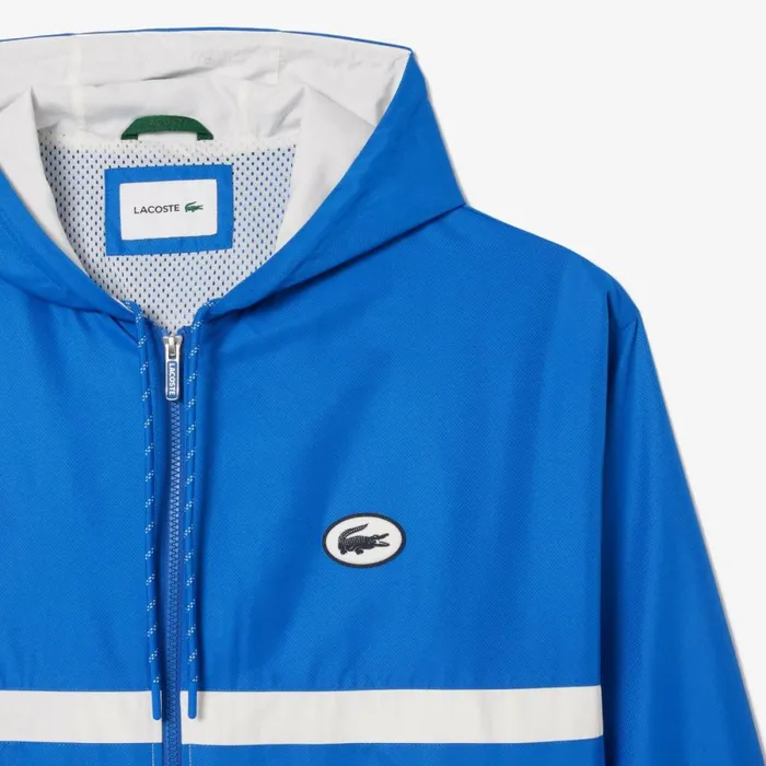 Jackets and Coats Men Lacoste Men039s Waterproof ZipUp Track Jacket Blue White Itv
