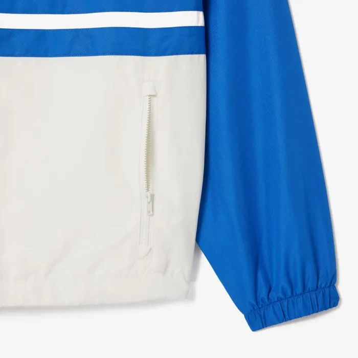 Jackets and Coats Men Lacoste Men039s Waterproof ZipUp Track Jacket Blue White Itv