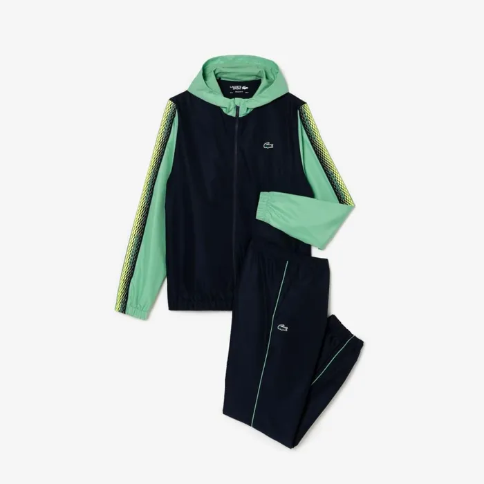 Jackets and Coats Men Lacoste Mens Regular Fit Tennis Sweatsuit Navy Blue Green Navy Blue Green Wti