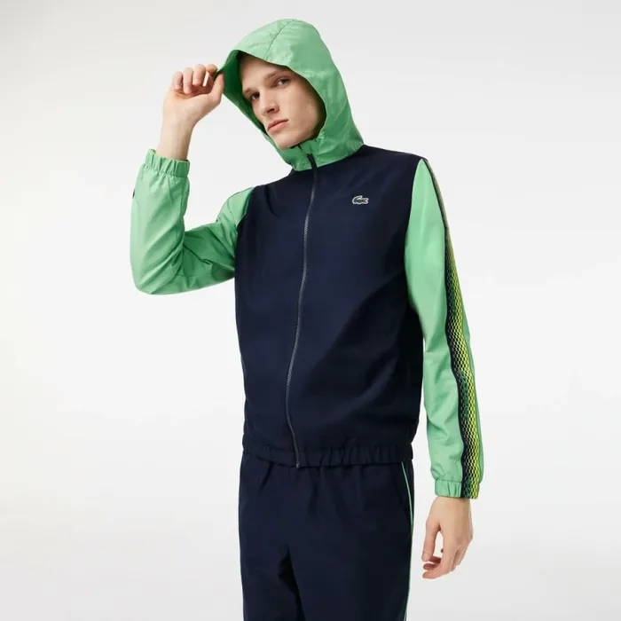 Jackets and Coats Men Lacoste Mens Regular Fit Tennis Sweatsuit Navy Blue Green Navy Blue Green Wti