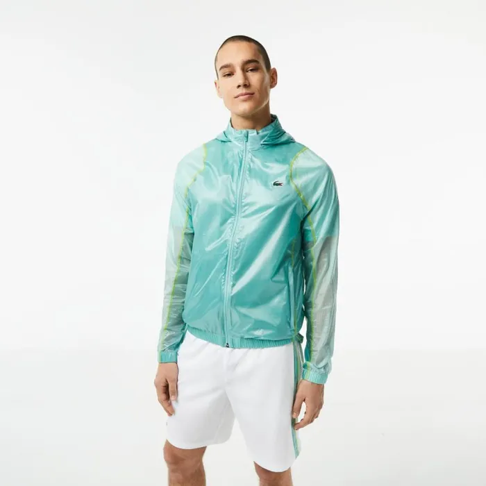 Jackets and Coats Men Lacoste Mens SPORT Waterproof Windbreaker Green Light Green Yellow Br8