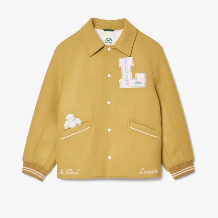 Jackets and Coats MenWomen Lacoste Lacoste X Le FLEUR Varsity Jacket Yellow Tei