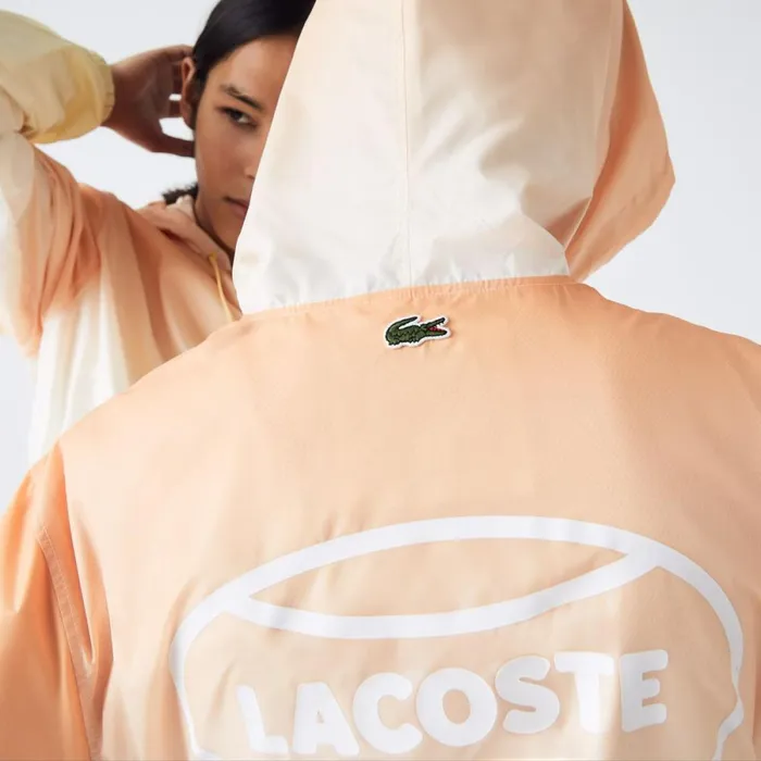 Jackets and Coats MenWomen Lacoste Unisex LIVE Lightweight Pullover Windbreaker Orange White Yellow Z81