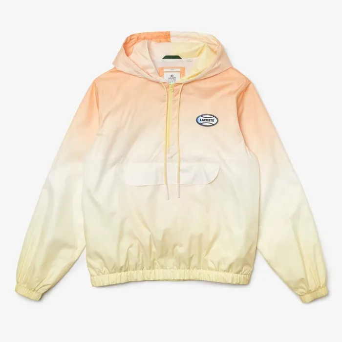 Jackets and Coats MenWomen Lacoste Unisex LIVE Lightweight Pullover Windbreaker Orange White Yellow Z81