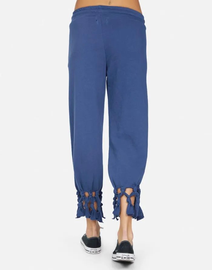 Janet Retro Elements Heart Denim Navy Women Lauren Moshi Crop Sweatpants