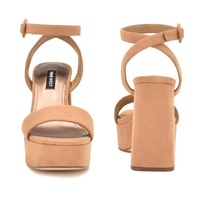 Jans Platform Sandals Cognac Suede Women Nine West Sandals Jans Platform Sandals Cognac Suede Women Nine West Sandals