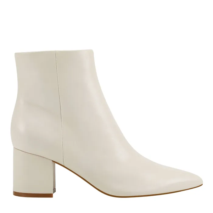 Jarli Pointy Ankle Bootie Ivory Leather Women Boots and Booties Marc Fisher