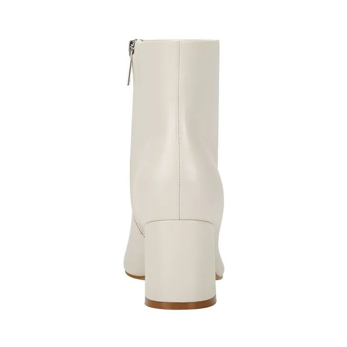 Jarli Pointy Ankle Bootie Ivory Leather Women Boots and Booties Marc Fisher