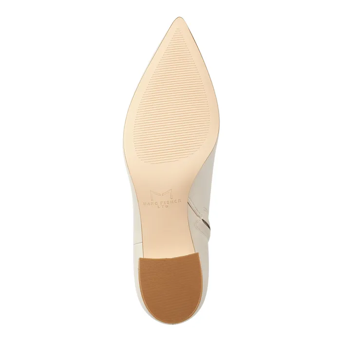 Jarli Pointy Ankle Bootie Ivory Leather Women Boots and Booties Marc Fisher