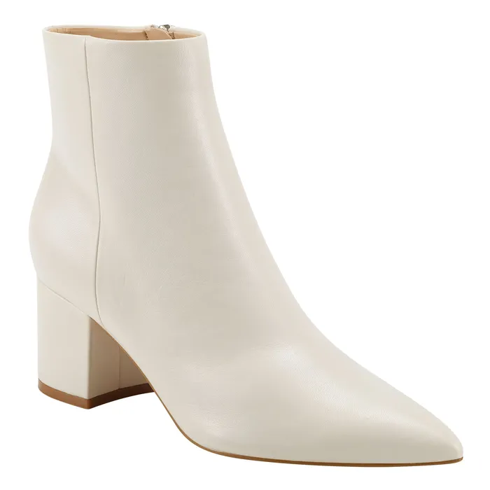 Jarli Pointy Ankle Bootie Ivory Leather Women Boots and Booties Marc Fisher