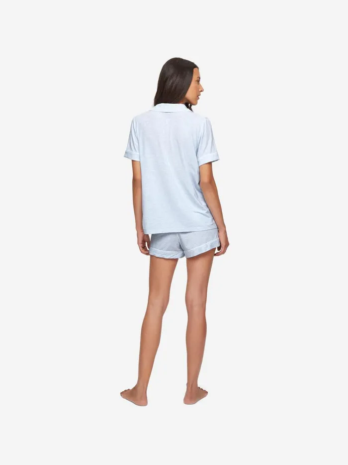 Jersey Pajamas Women Derek Rose Short Pajamas Ethan Micro Modal Stretch Light Blue Marl