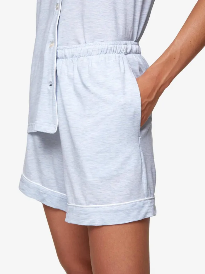 Jersey Pajamas Women Derek Rose Short Pajamas Ethan Micro Modal Stretch Light Blue Marl