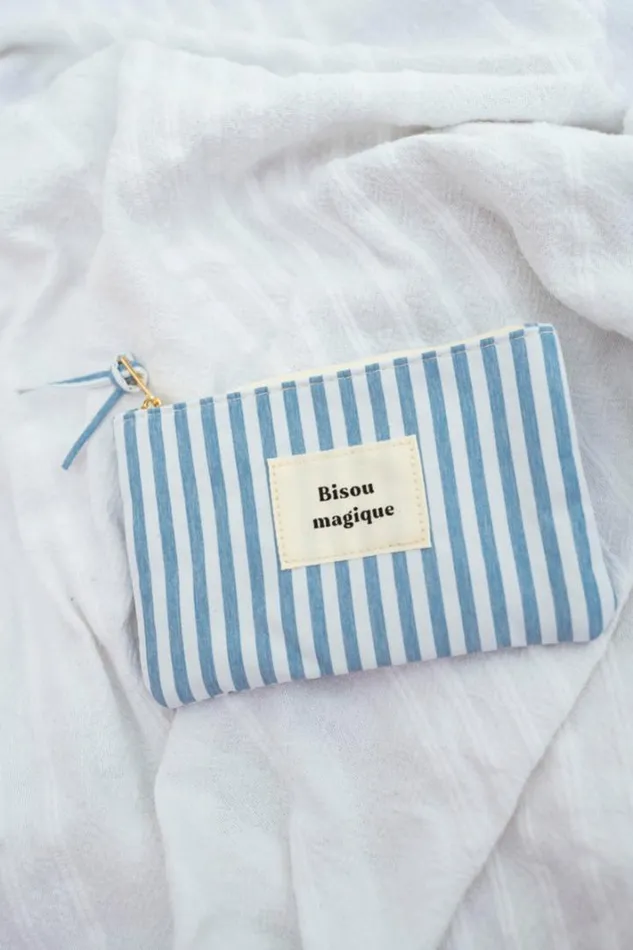 Jewelry and Accessories Handbags Easy Clothes Blue Striped Malou Pouch Blue