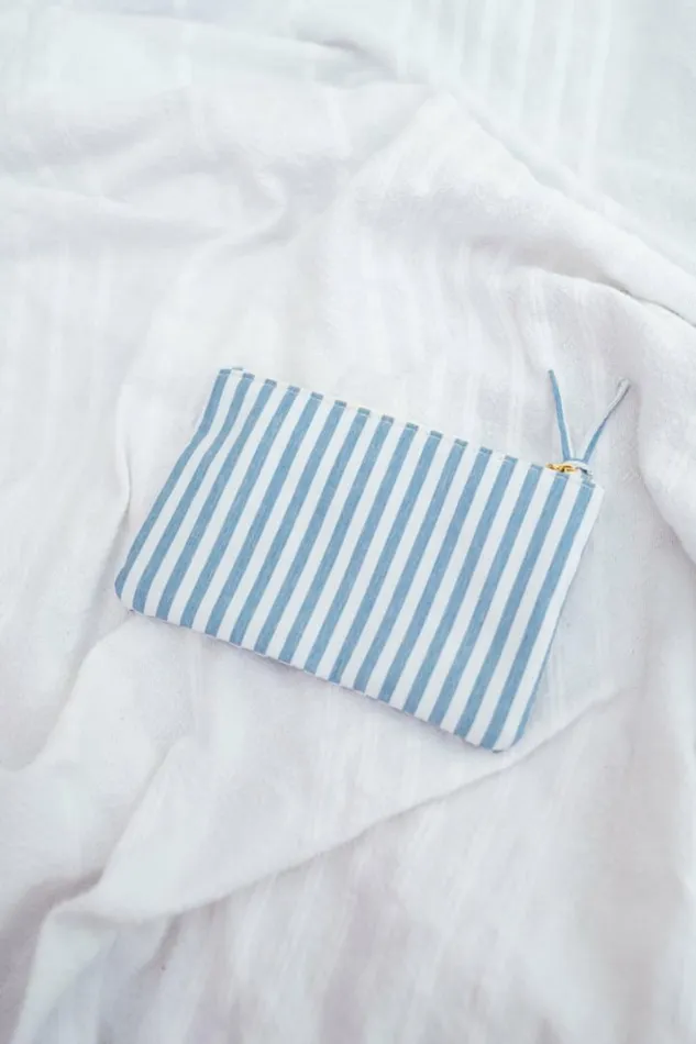 Jewelry and Accessories Handbags Easy Clothes Blue Striped Malou Pouch Blue Jewelry and Accessories Handbags Easy Clothes Blue Striped Malou Pouch Blue