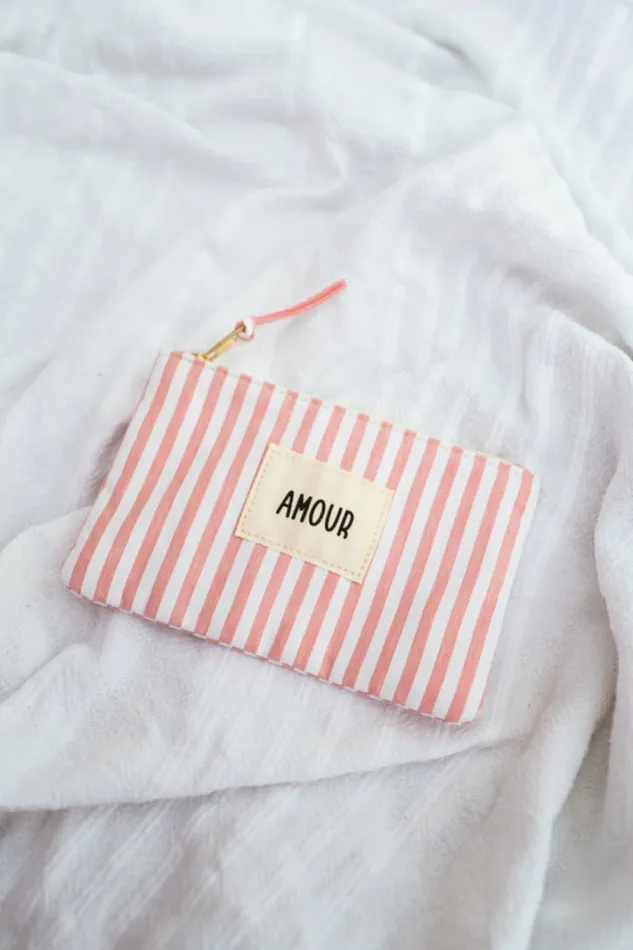 Jewelry and Accessories Handbags Easy Clothes Pink Striped Malou Pouch Pink