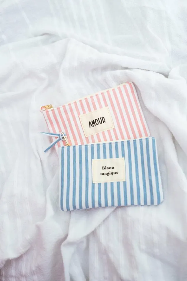 Jewelry and Accessories Handbags Easy Clothes Pink Striped Malou Pouch Pink Jewelry and Accessories Handbags Easy Clothes Pink Striped Malou Pouch Pink