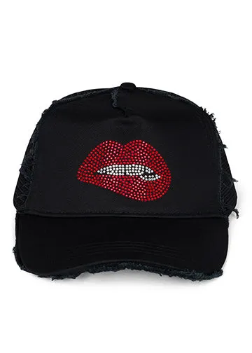 Jilly Crystal Biting Lip Black Women Lauren Moshi Hats
