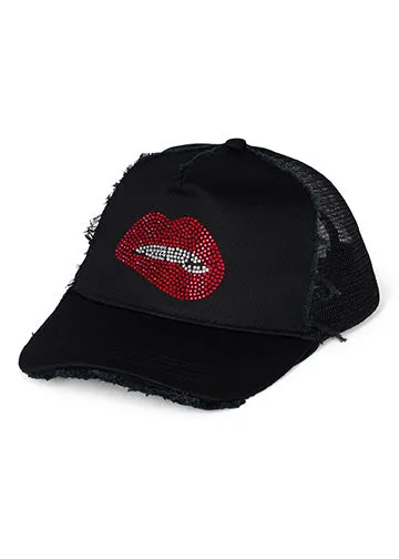 Jilly Crystal Biting Lip Black Women Lauren Moshi Hats