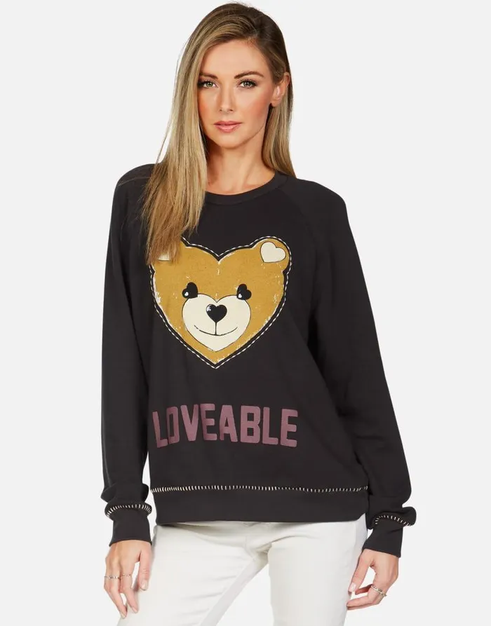 Jocelyn Loveable Heart Teddy Onyx Women Lauren Moshi Long Sleeve