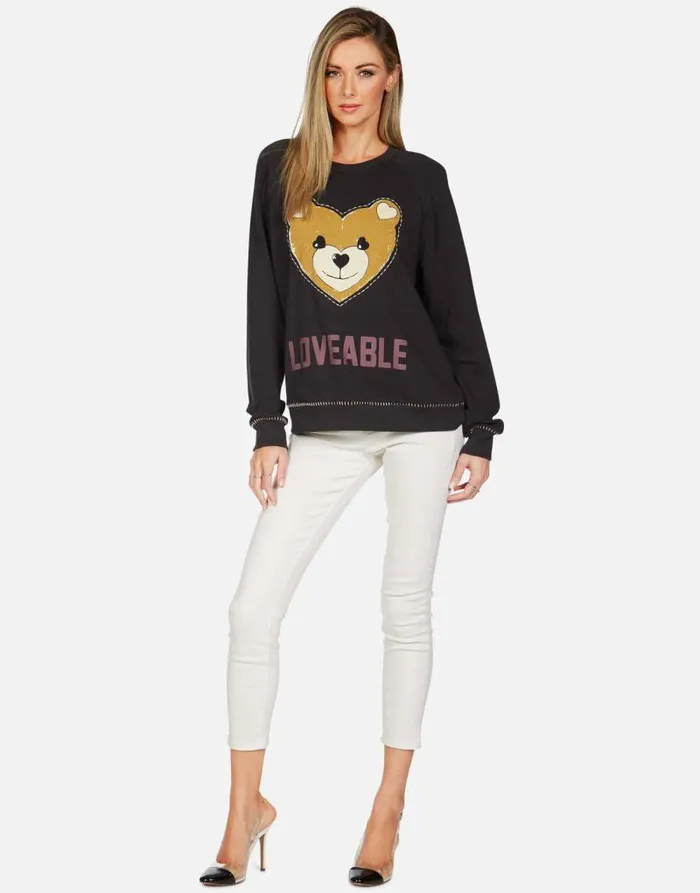 Jocelyn Loveable Heart Teddy Onyx Women Lauren Moshi Long Sleeve