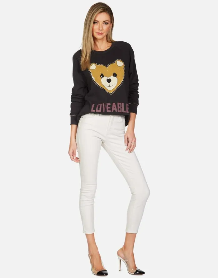 Jocelyn Loveable Heart Teddy Onyx Women Lauren Moshi Long Sleeve