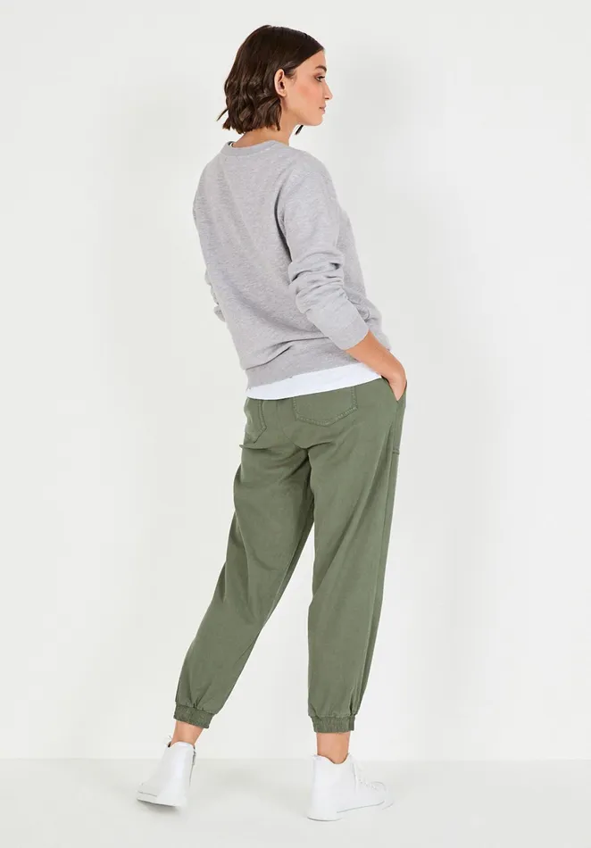 Joggers and Leggings Women Hush Aneesha Twill Joggers Khaki