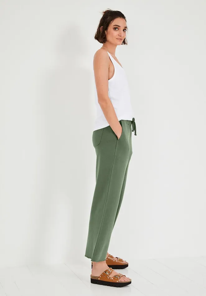Joggers and Leggings Women Hush Cropped Wide Leg Joggers Khaki Green