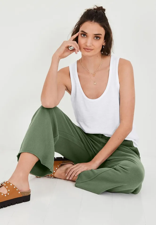 Joggers and Leggings Women Hush Cropped Wide Leg Joggers Khaki Green