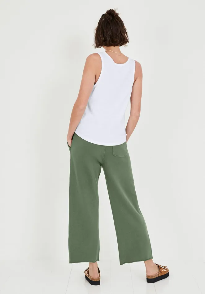Joggers and Leggings Women Hush Cropped Wide Leg Joggers Khaki Green