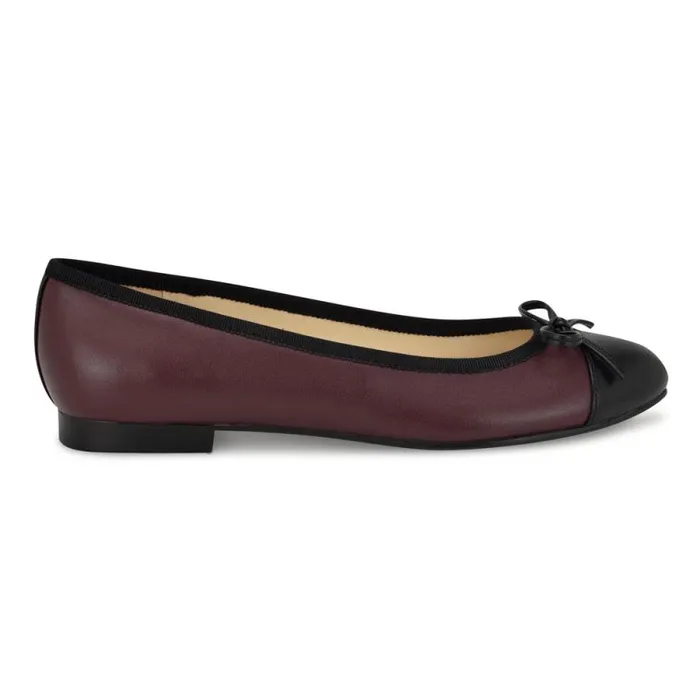 Jolee Cap Toe Ballet Flats Dark Red Leather Women Nine West Flats