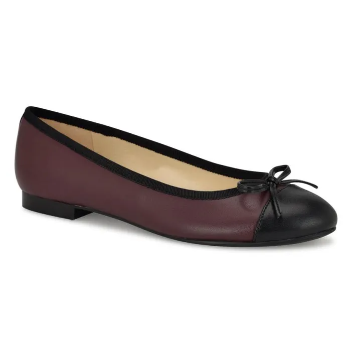 Jolee Cap Toe Ballet Flats Dark Red Leather Women Nine West Flats Jolee Cap Toe Ballet Flats Dark Red Leather Women Nine West Flats