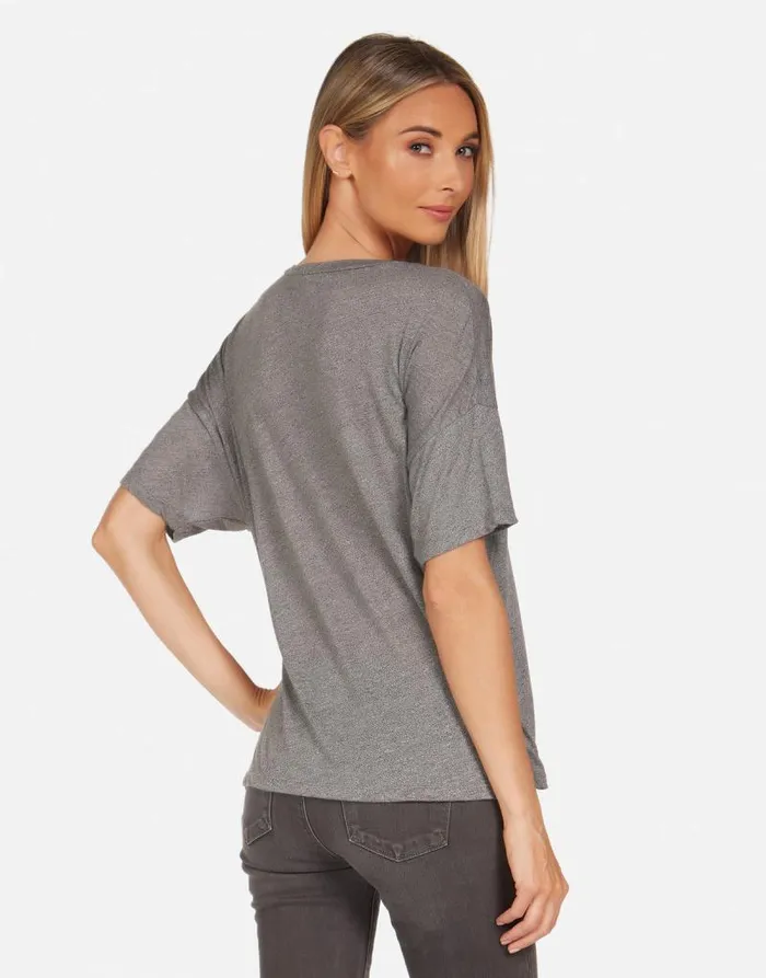 Jolene Crystal Lightning Peace Heather Grey Women Lauren Moshi Short Sleeve