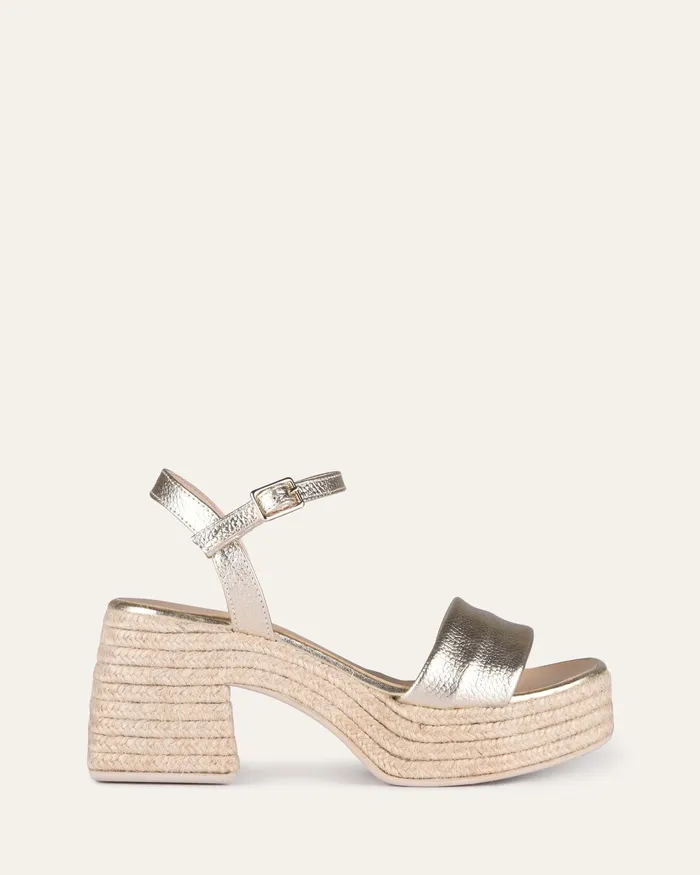 jomercer HIGH HEELS Women Fairfax high heel espadrille sandals gold leather