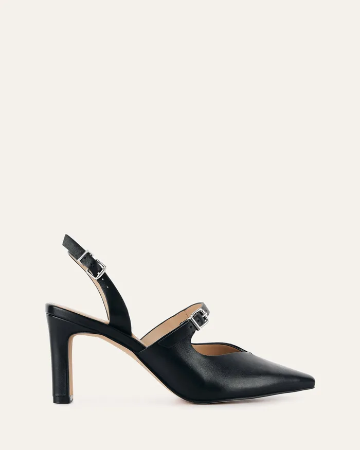 jomercer Ingrid mid heel black leather Women MID HEELS