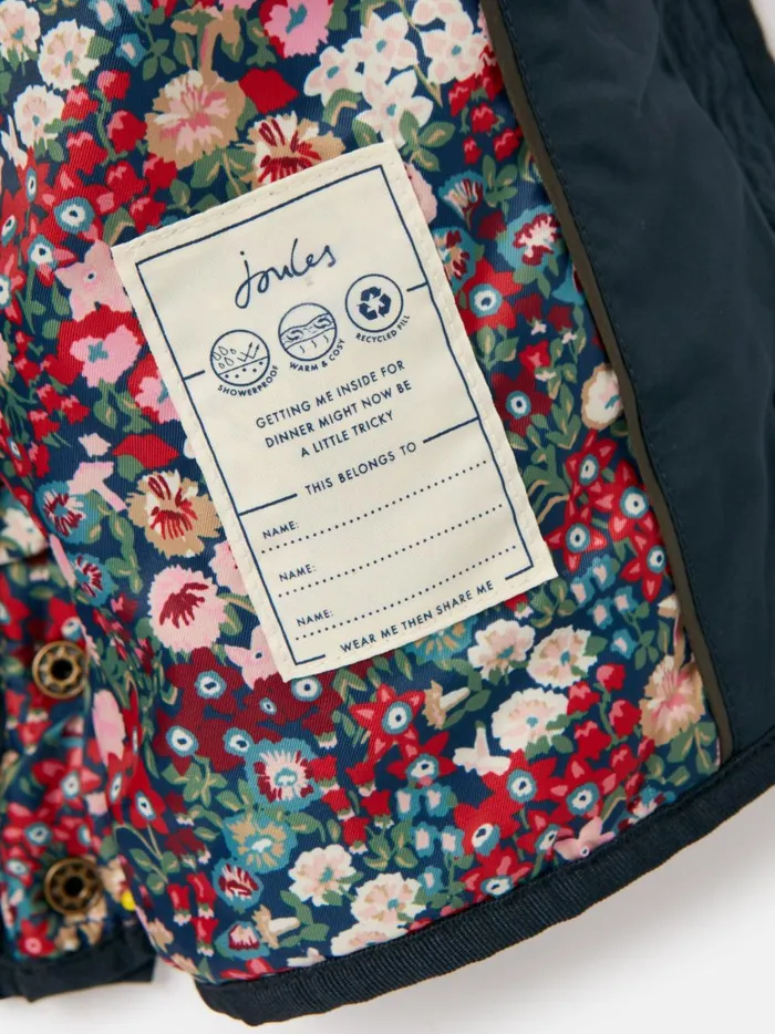 Joules Coats and Jackets Girls Navy Showerproof Padded Quilted Coat