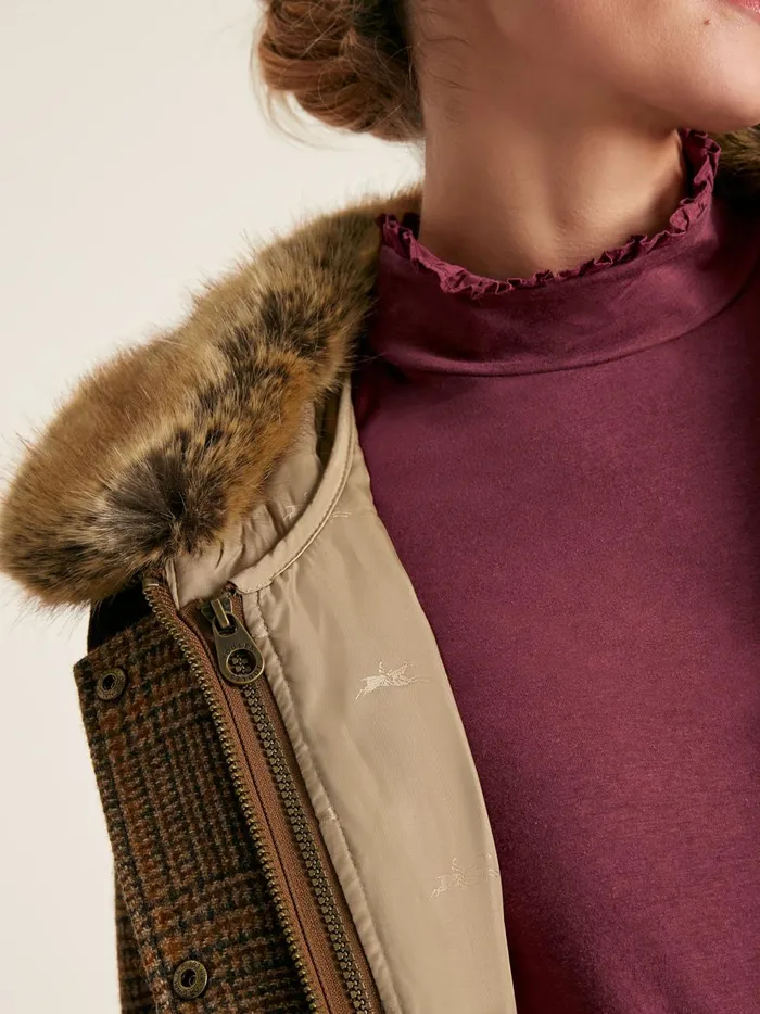 Joules Coats and Jackets Women Brown Tweed Jacket With Removable Quilted Gilet