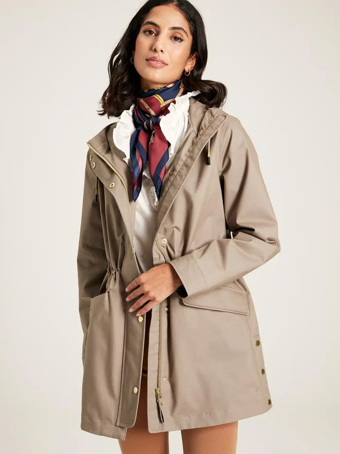 Joules Coats and Jackets Women Brown Waterproof Raincoat With Hood