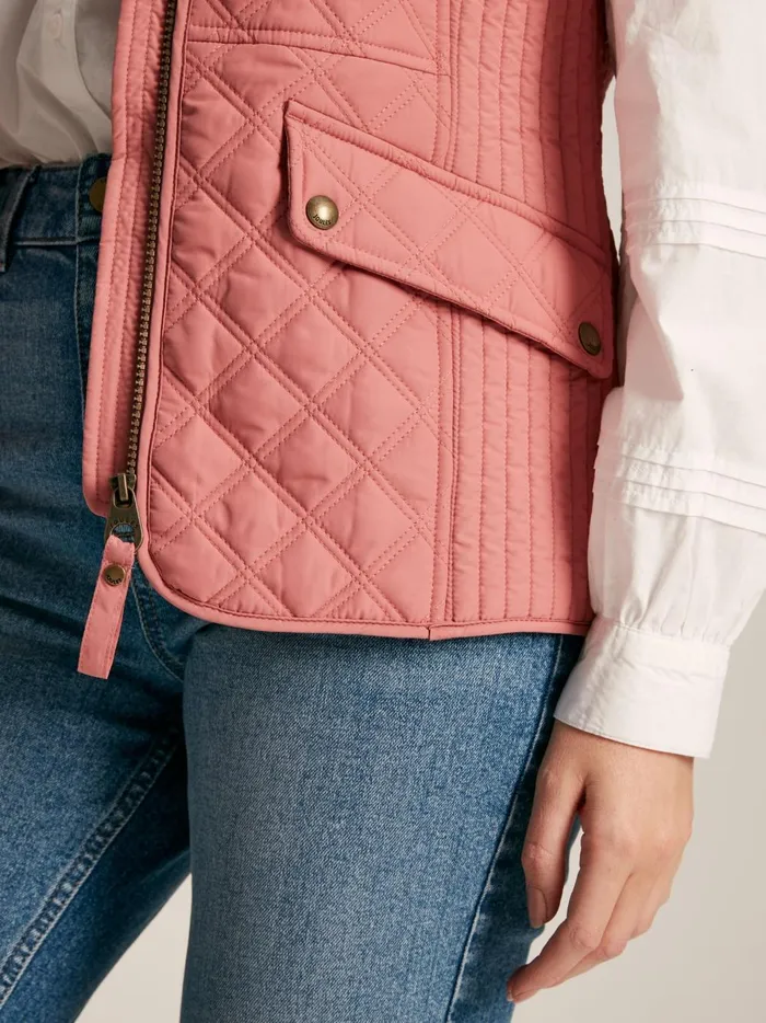 Joules Coats and Jackets Women Rose Pink Showerproof Diamond Quilted Gilet