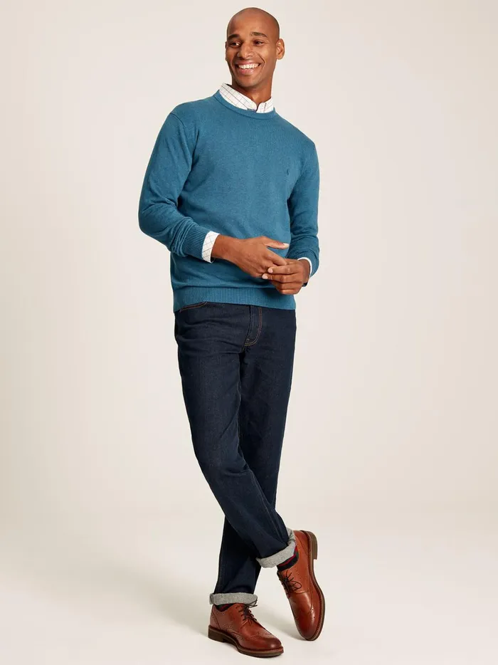 Joules Knitwear Men Blue Cotton Crew Neck Jumper