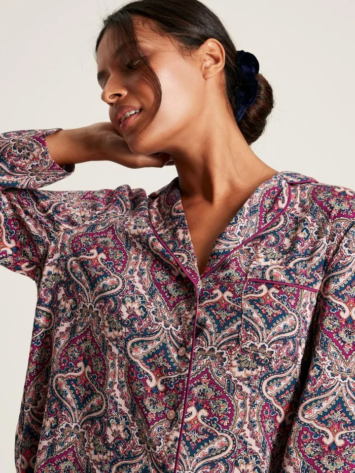 Joules Nightwear Women Dark Pink Paisley Pyjama Set