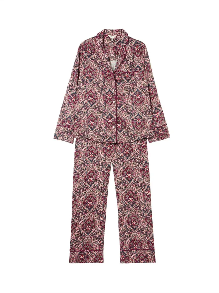 Joules Nightwear Women Dark Pink Paisley Pyjama Set
