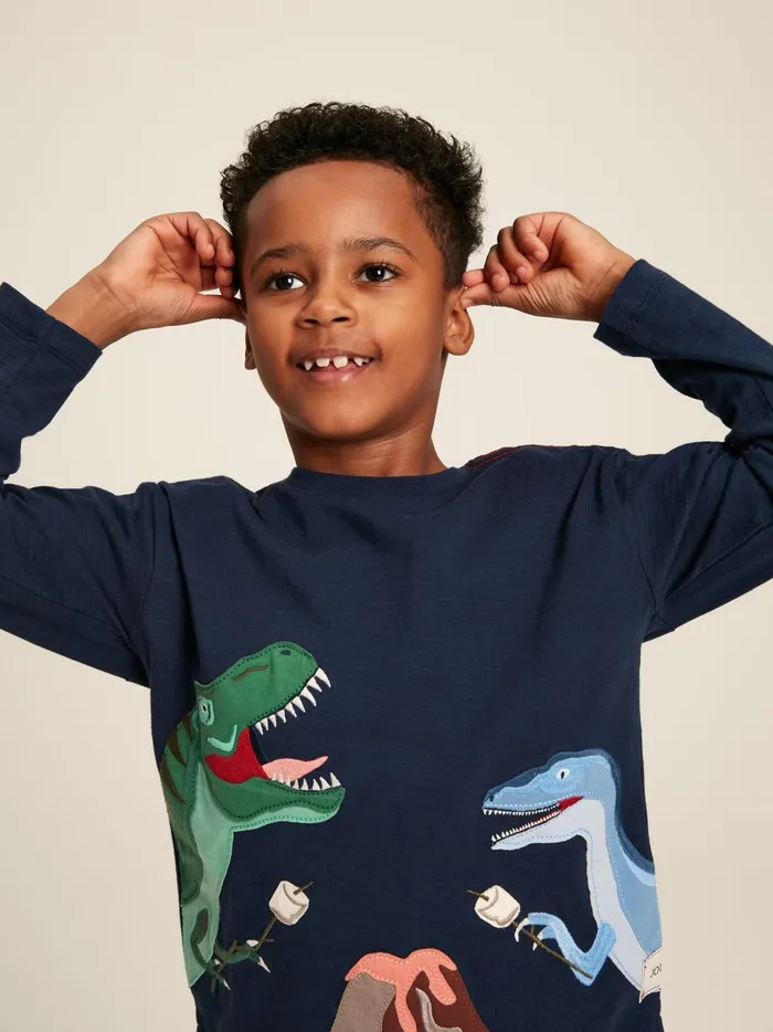 Joules Tops and Tshirts Boys Navy Long Sleeve Dinosaur TShirt