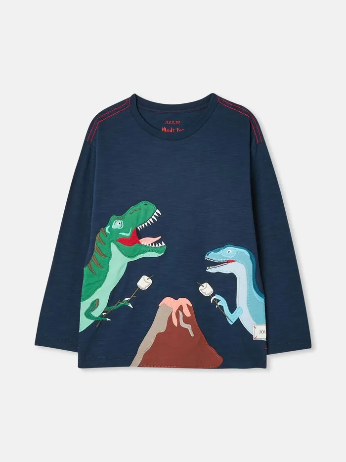 Joules Tops and Tshirts Boys Navy Long Sleeve Dinosaur TShirt
