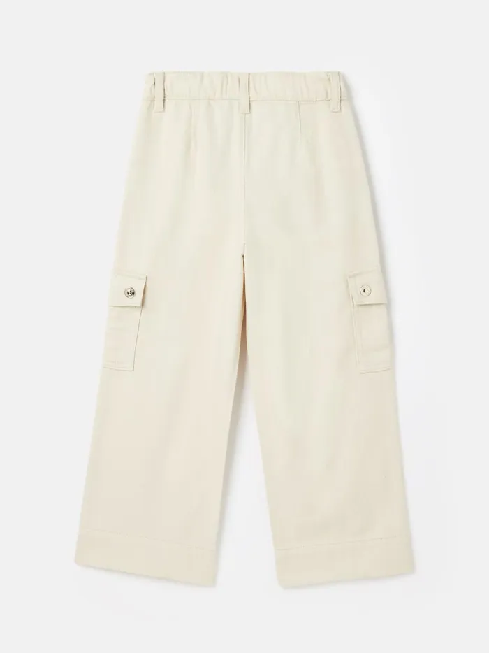 Joules Trousers and Leggings Girls Beige Cargo Wide Leg Trousers